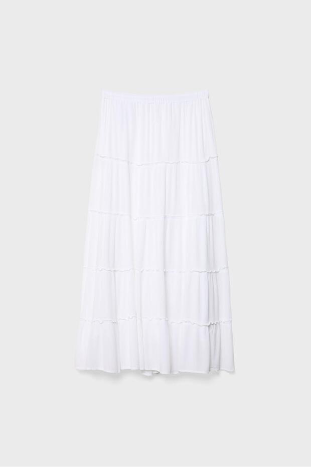 Panelli dökümlü midi etek - 6