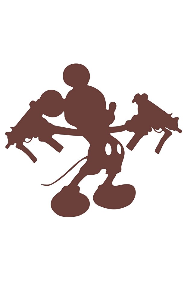 Uzi Holding Mickey Mouse Car Sticker 17X17 cm Brown