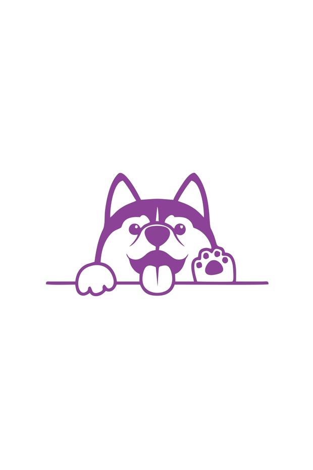 Dog Waving Car Sticker 17X17 cm Purple