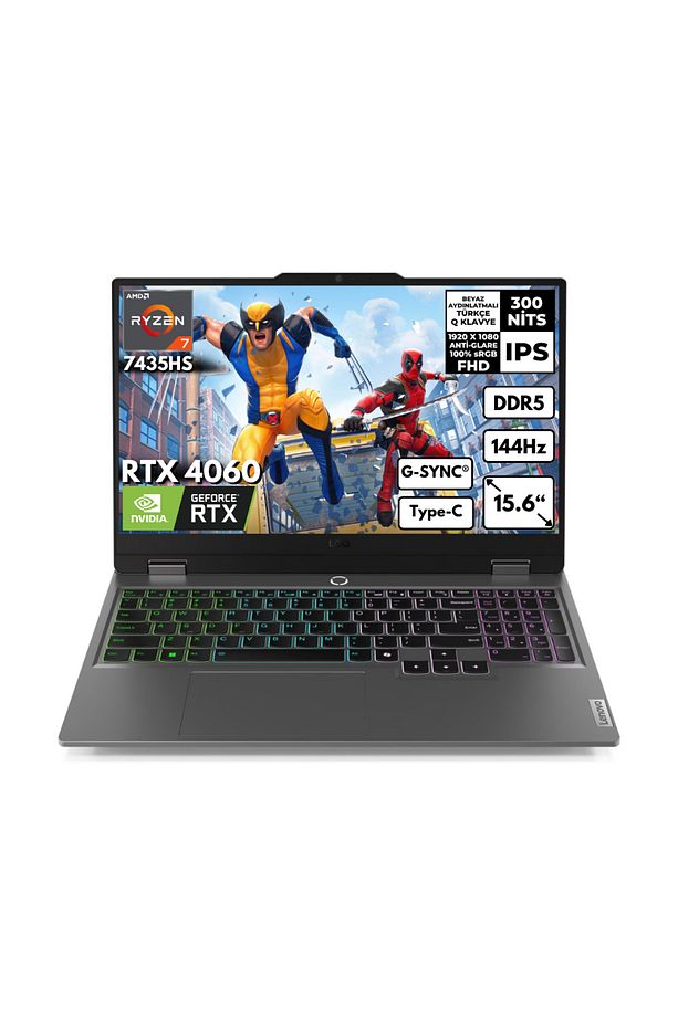 LOQ AMD Ryzen 7-7435HS 32GB 1 TBSSD RTX4060 (8GB-105W) 15.6" FHD Win11 Home 83JC00FKTRHMF32 - 1