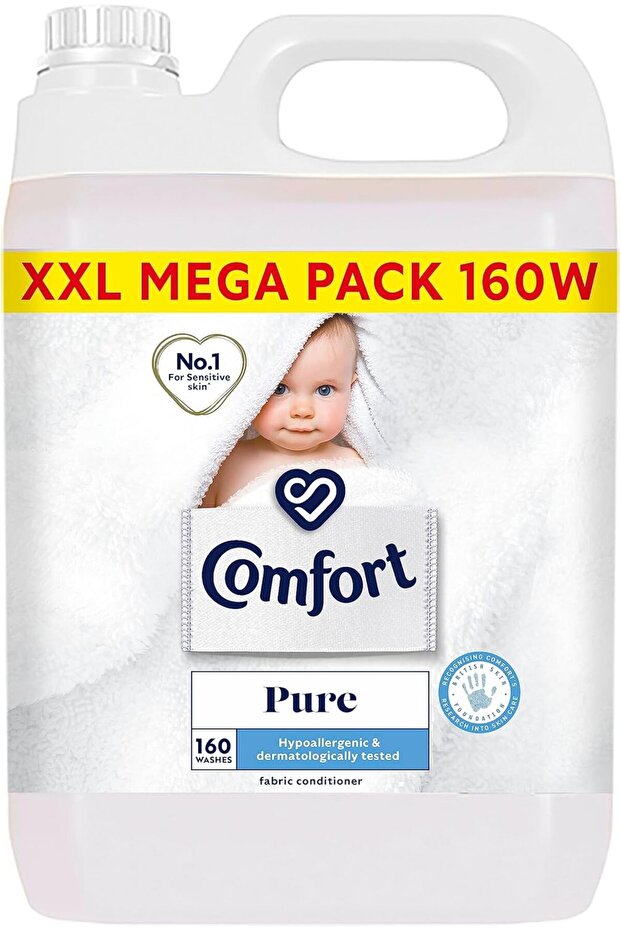 Pure Fabric Conditioner dermatologically tested gentle next to sensitive skin,160 Washes, 4.8 Litre
