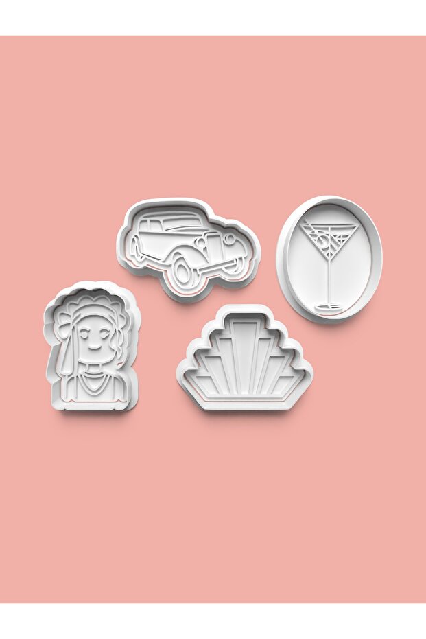 1920S Theme Cookie Mold and Sugar Dough Mold Set of 4