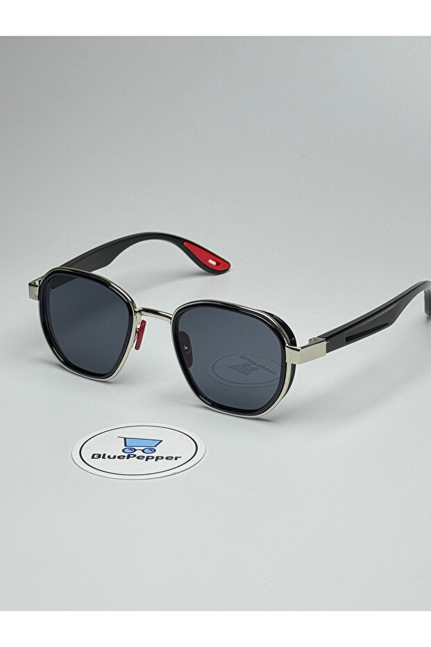 RAYVEN V2 نظارات شمسية سوداء بإطار فضي 50 ecartman