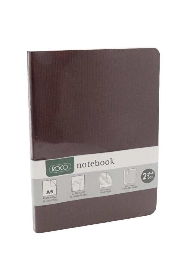 دفتر ملاحظات - A5، 120 صفحة (60 ورقة)، مسطر، أحمر - 1