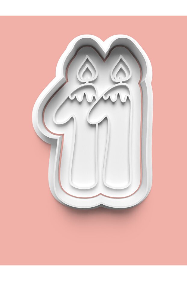 One Eleven Number Cookie Mold and Sugar Dough Mold with Candle Figure - Number 11