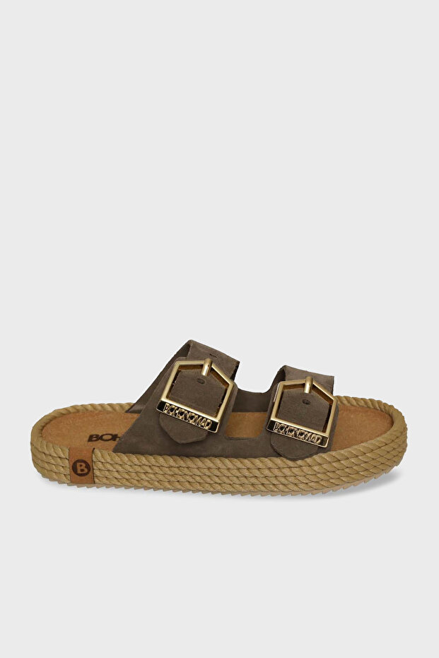 Sydney Straw Detailed Double Strap Buckle Slippers Slippers Syd12