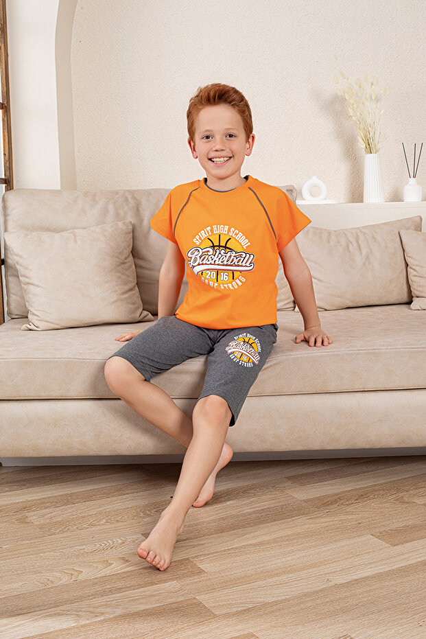 Boys' 100% Natural Cotton Short Sleeve Short Sleeve Capri Pajama Set
