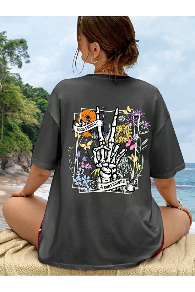 Women's Back Printed Crew Neck T-Shirt