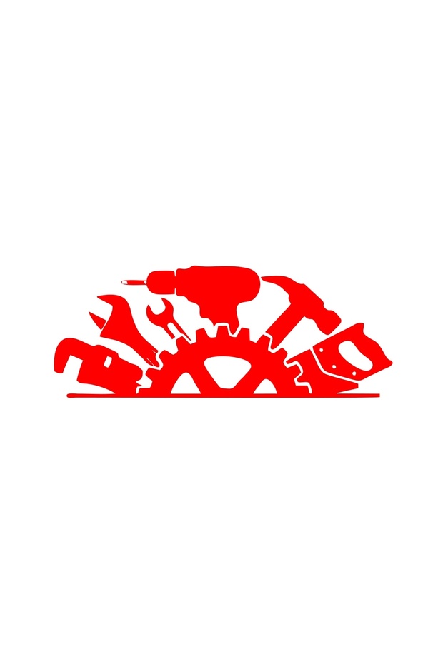 Hand Tools Stickers 17X17 cm Red