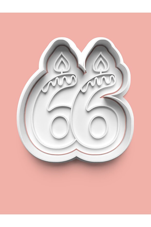 Sixty-Six Number Cookie Mold and Sugar Dough Mold with Candle Figure - Number 66