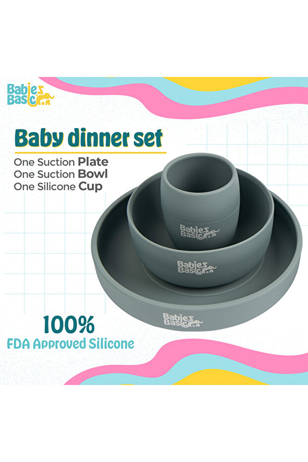 Silicone Plate, Bowl & Cup- Indigo - 2