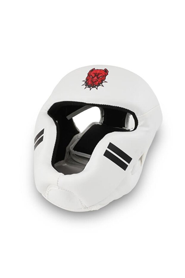 Face Protected Boxing Helmet, White Pitbull Pattern Model