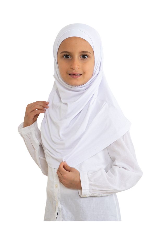 Çocuk Hazır Giyim Başörtüsü Şal Turban Viskon - Beyaz - 6