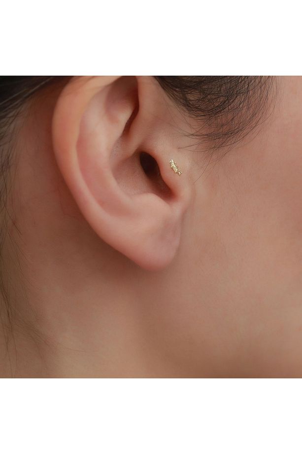 14 Ayar Altın Çapa Ve Duman Tragus Piercing - 2