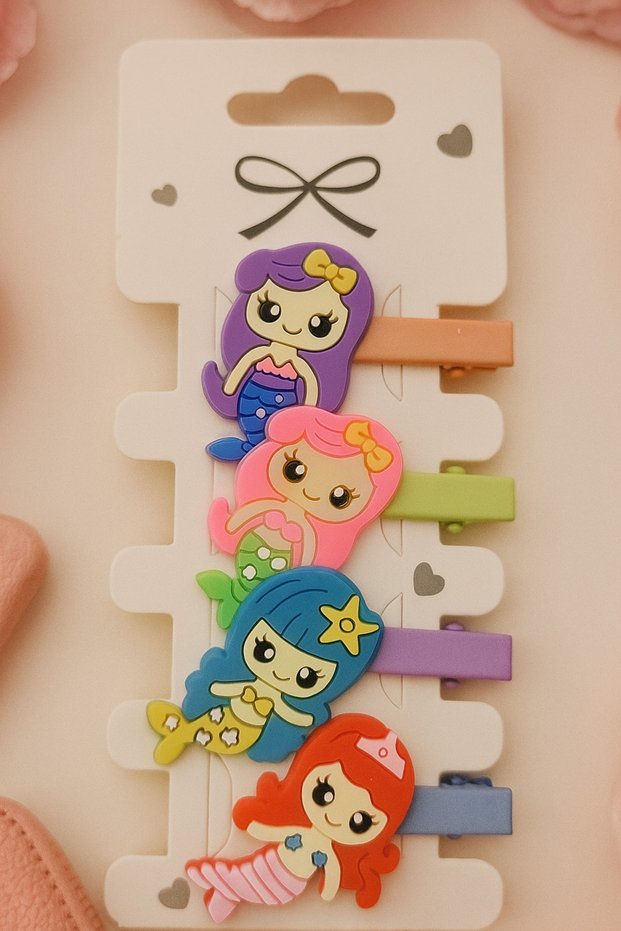 Figured Children's Hairpin Set 4 cm - Set of 4 Cute Character Hairpins