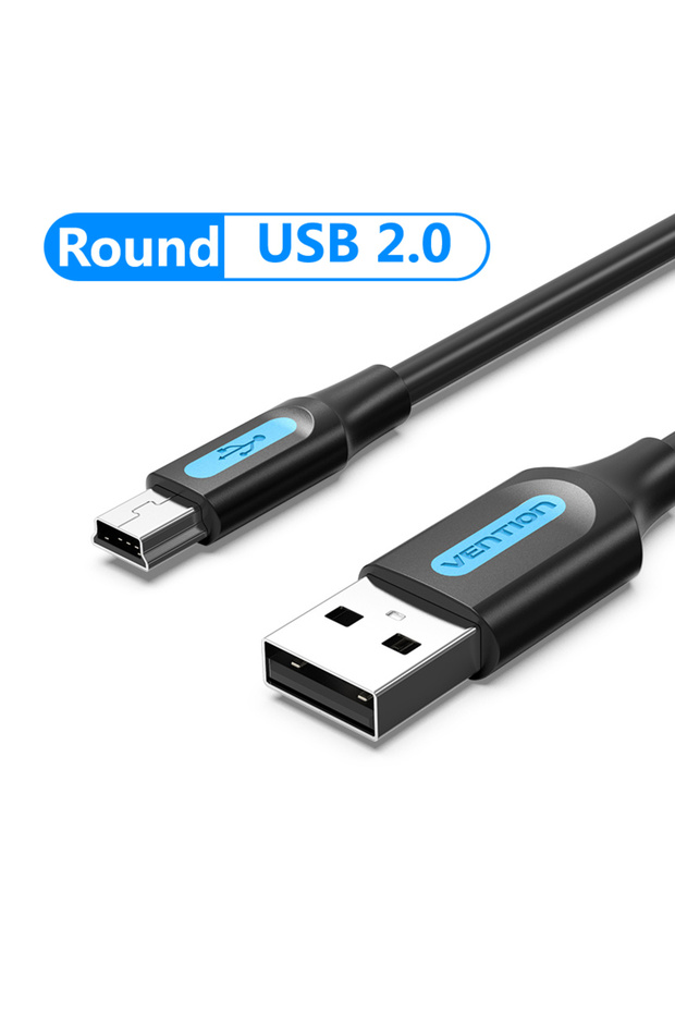 كابل دائري بطول 1.5 متر من Vention Mini USB كابل شحن سريع من USB إلى كابل بيانات Mini USB للكاميرا الرقمية