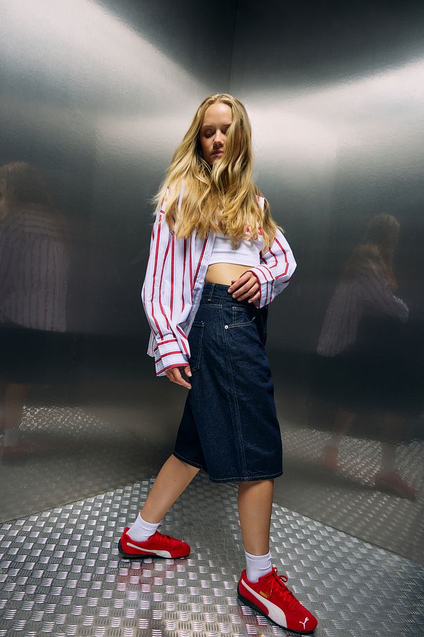 Lacivert Denim Bermuda Baggy Şort - 2