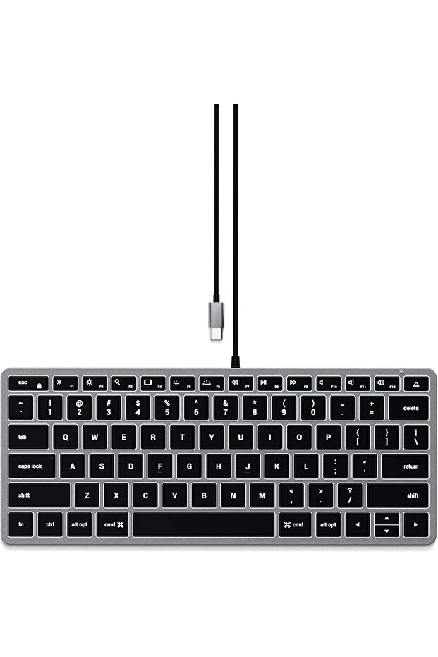 Slim W1 Wired Backlit Keyboard – Illuminated Keys & USB-C Connection – Compatible with 2 - 1