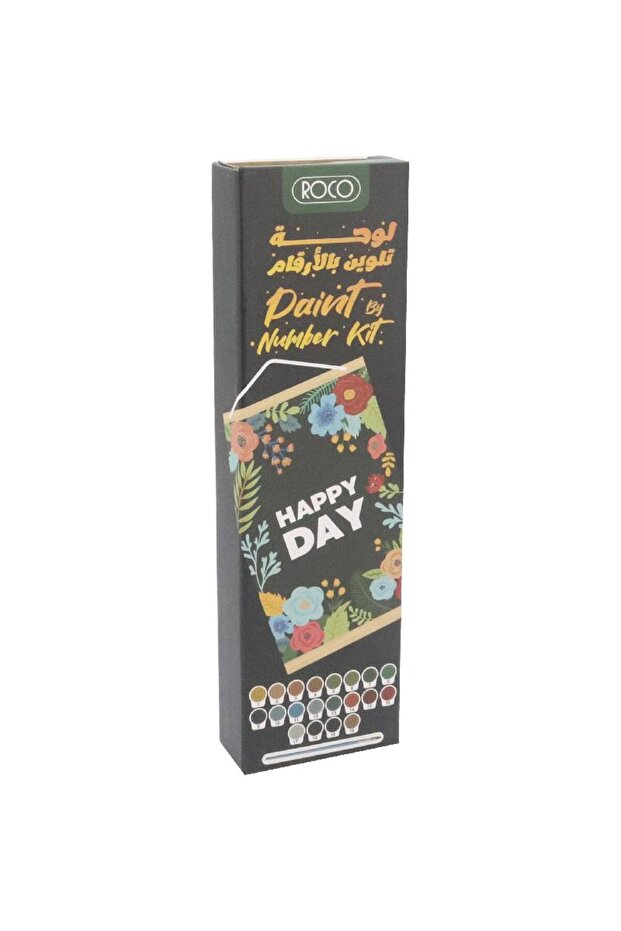 Happy Day with Hanging Frame Paint-by-Number 19 Paint Pot + 3 Brush + Canvas Pattern - 2