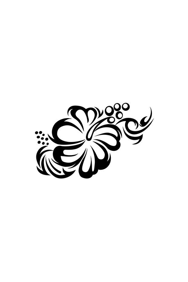 Hibiscus Flower Sticker 17X17 cm Black