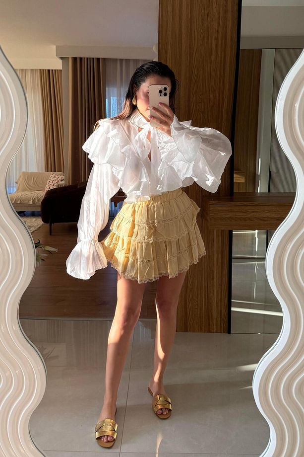 Audrey Hardal Dantel Geçişli Şort Etek - 3