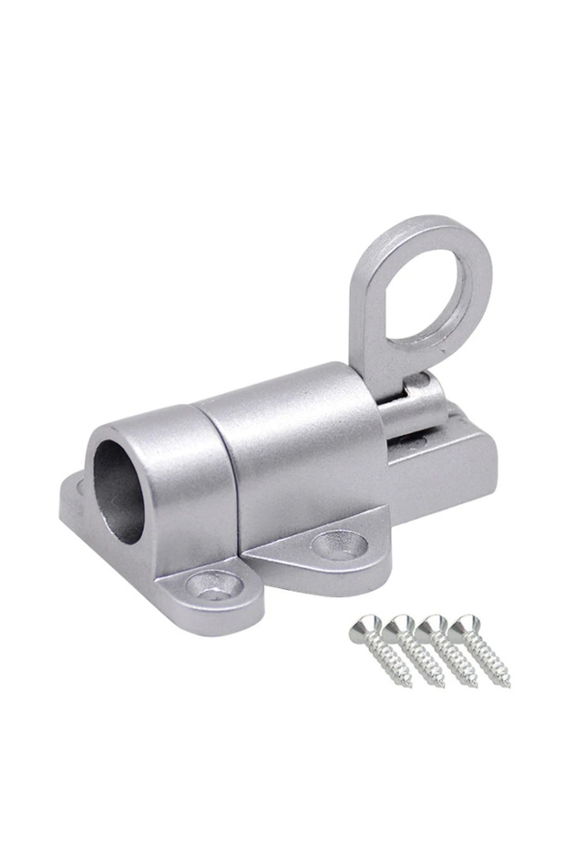 Silver Automatic Door Bolt Latch Home Window Gate Security Pull Ring Spring Bounce Door Bolt Automat