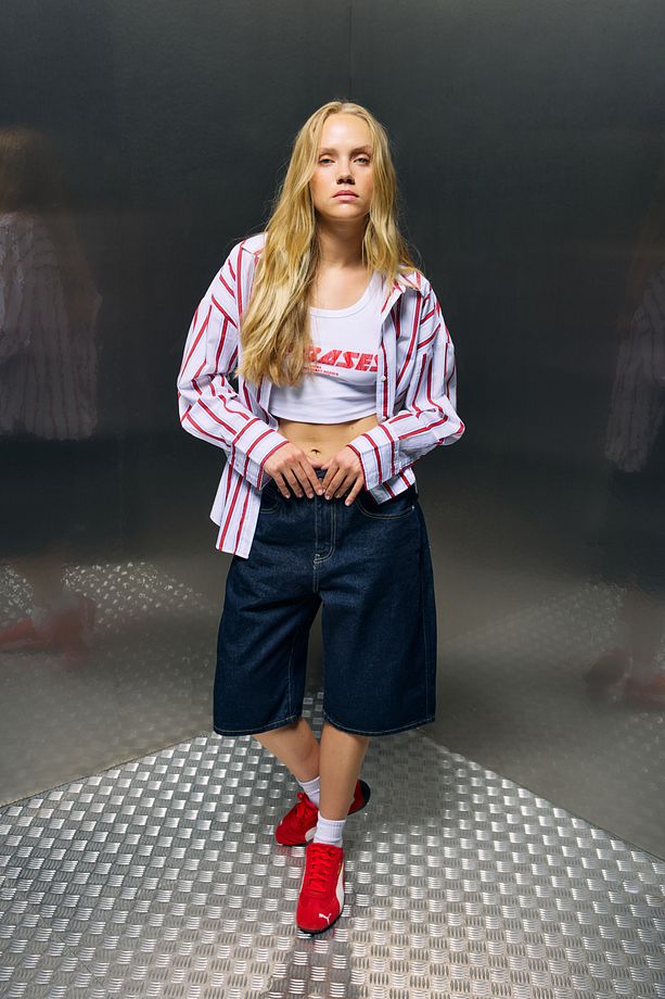 Lacivert Denim Bermuda Baggy Şort - 4