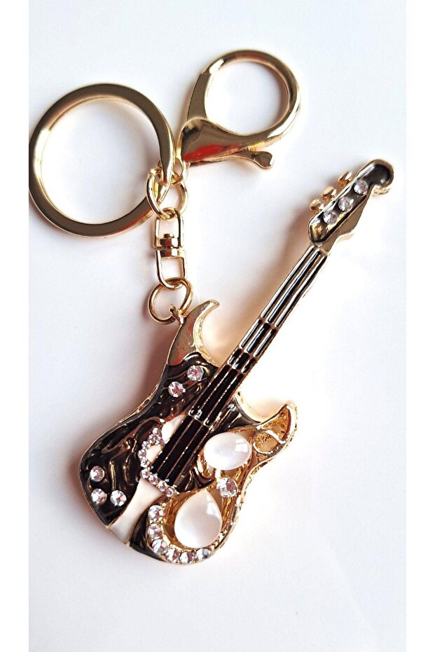 Luxury Gift Zircon Stone Large Size Guitar Keychain - Bag Ornament 10 cm