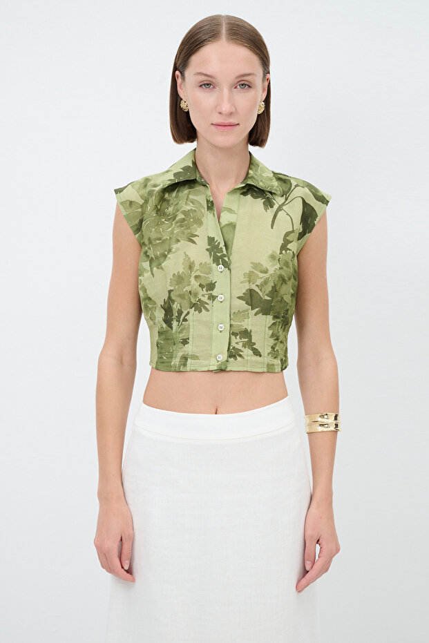 Kolsuz Crop Gömlek - 1