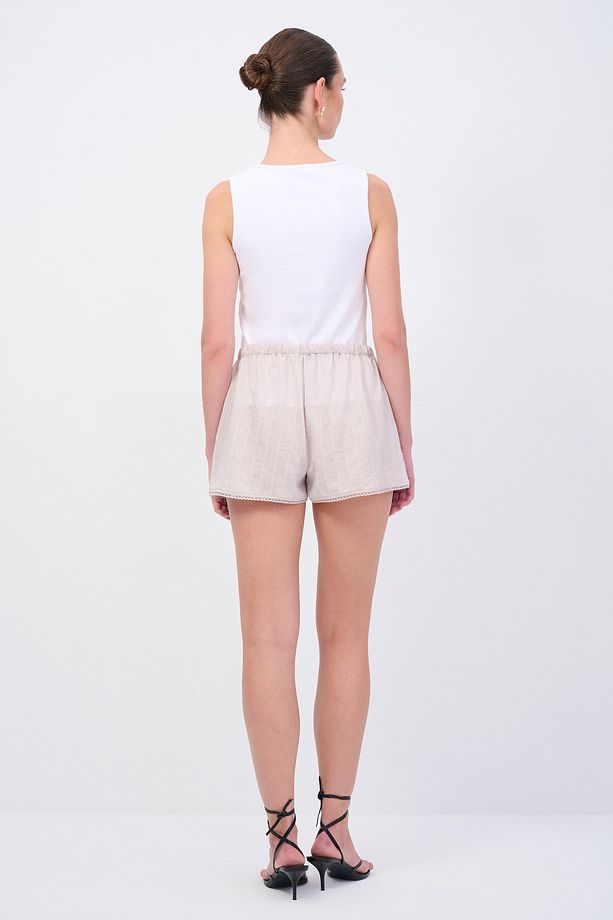 Moda Tutkusu Beli Lastikli Şort - 6