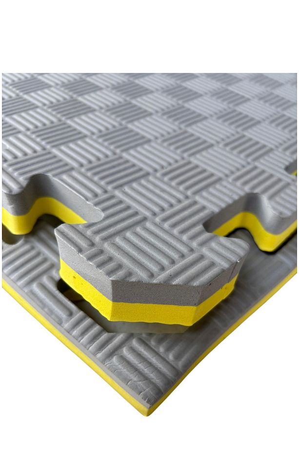 Tatami 100 X 100 X 26 Mm Sarı - Gri Çift Renkli Yer Minderi | Spor Zemin Kaplama | - 1