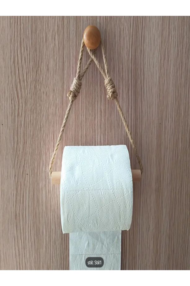 1 Adet Asılı Tuvalet Kağıdı Rafı, Dekoratif Doku Dispanseri Kabı, Banyo Asılabilir Havlu Askısı - 5