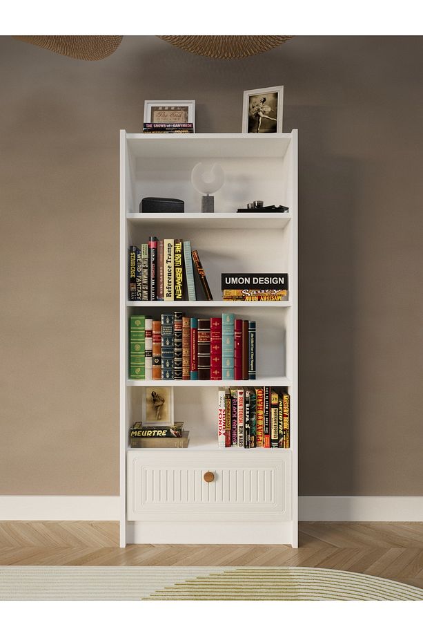 Bohem 5 Raflı Kapaklı Kitaplık MDF Dekoratif Kapak - 1
