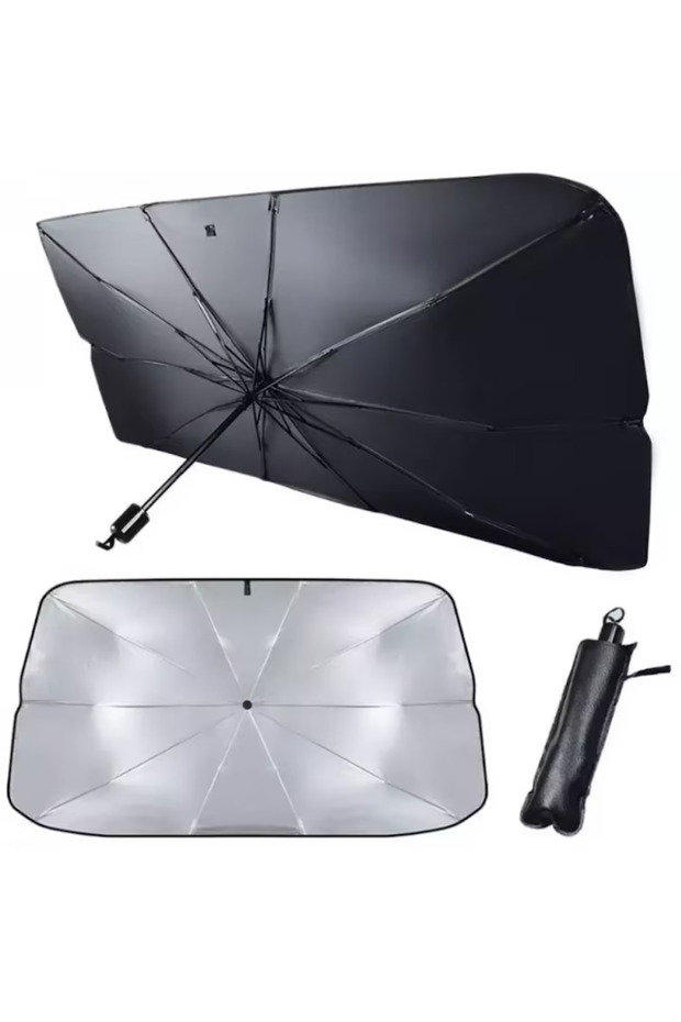 Foldable umbrella-type sunshade for windshield, UV resistant - 4