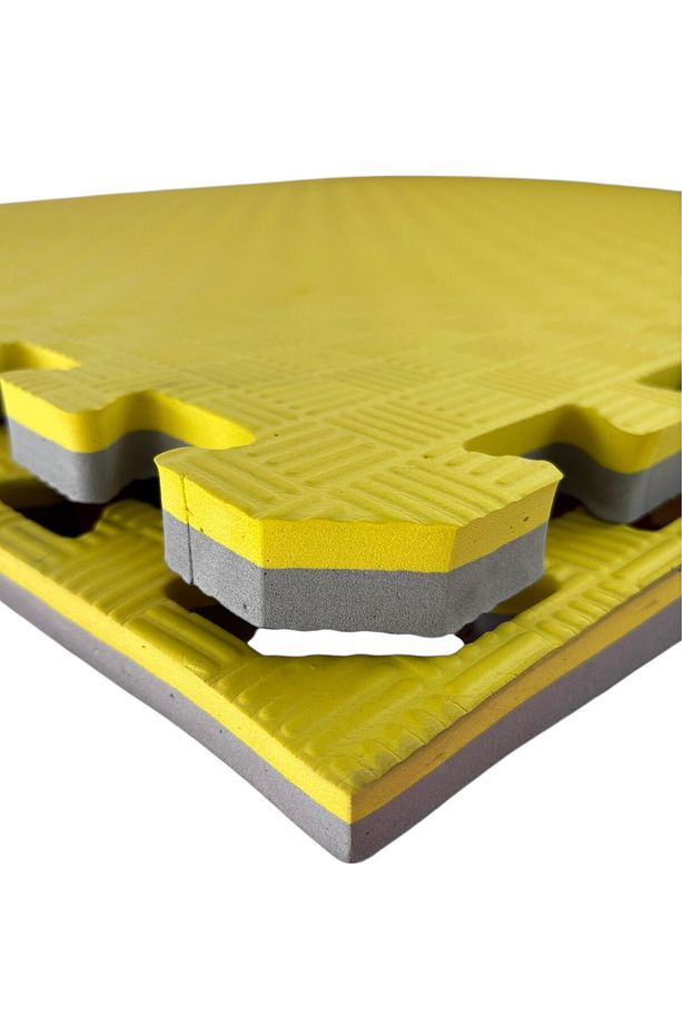 Tatami 100 X 100 X 26 Mm Sarı - Gri Çift Renkli Yer Minderi | Spor Zemin Kaplama | - 3