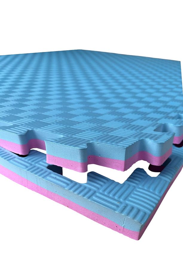 Tatami 100 x 100 x 26 mm Pembe - Mavi Çift Renkli Yer Minderi | Spor Zemin Kaplama | - 2