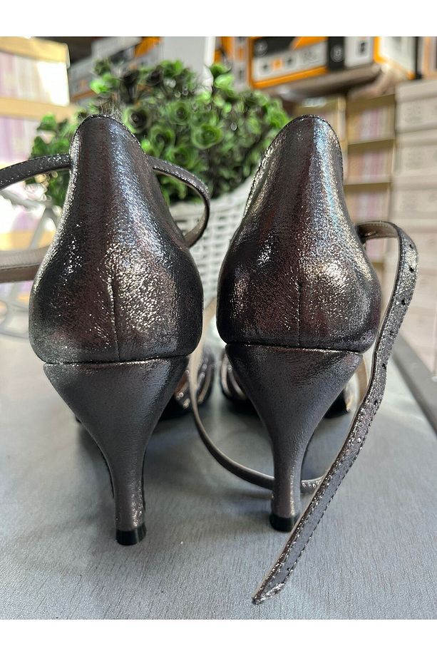 ANTRASİT 7 BANTLI KAPALI TOPUK TANGO-DANS VE SALON AYAKKABISI 7 CM (11PONT) TANGO TOPUK - 3
