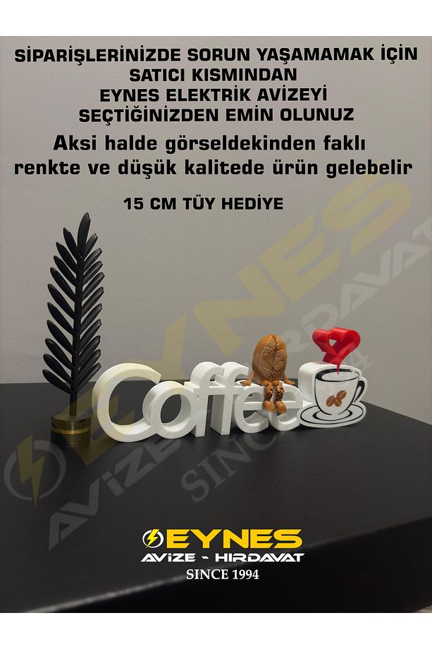 Kahve Köşesi Dekoru Coffe Yazısı kahve çekirdeği Dekoru Tüy Hediyeli - 3