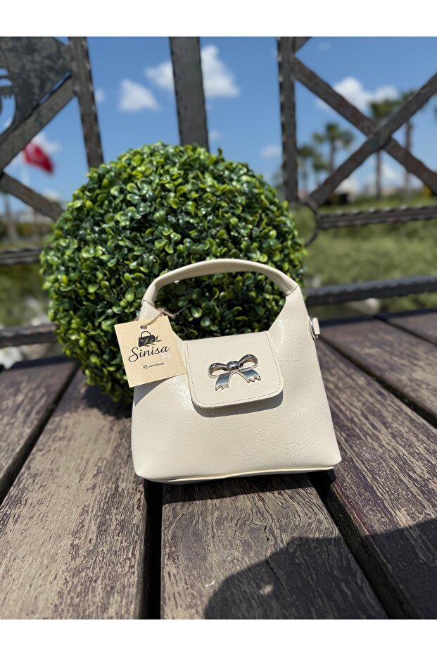 Women's Bow Detailed Cross Strap Hand and Shoulder Bag
