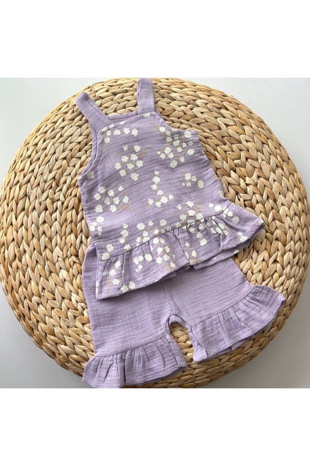 Lilac Muslin Baby Girl Set