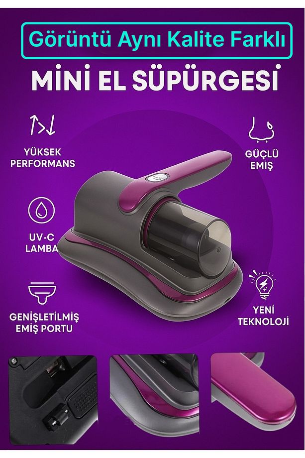 El Süpürgesi Şarjlı Mini UV-C Işınlı – HEPA Filtreli, Kablosuz, 8000Pa Güç Yeni Nesil - 1