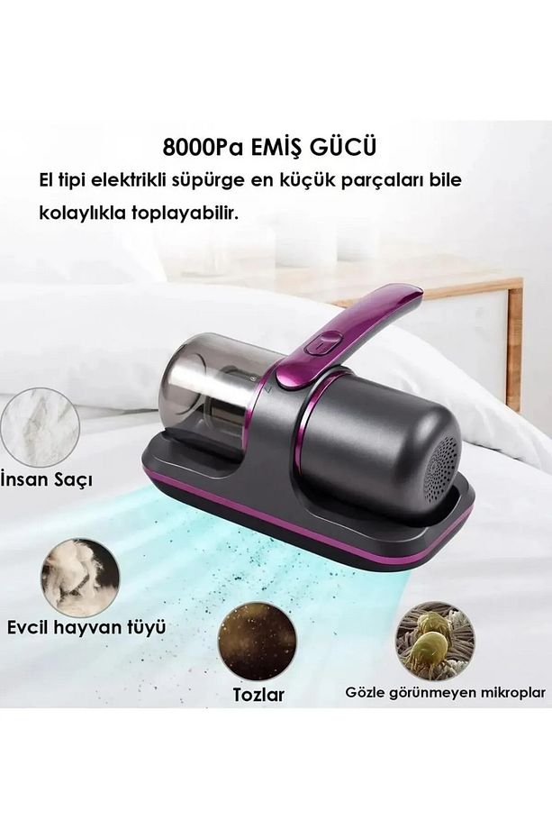 El Süpürgesi Şarjlı Mini UV-C Işınlı – HEPA Filtreli, Kablosuz, 8000Pa Güç Yeni Nesil - 2