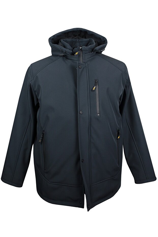 Large Size Lined Softshell Coat Smoked (Wide Comfortable Fit)