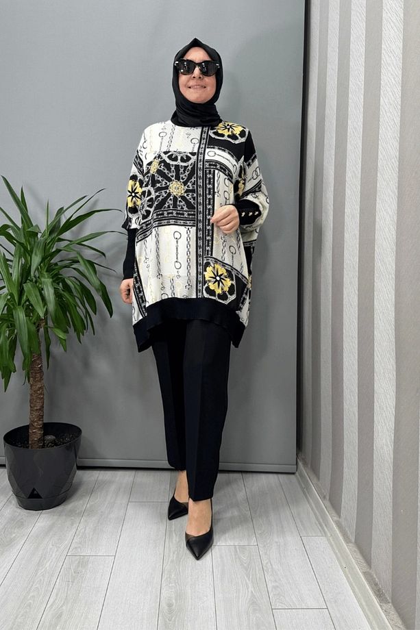 Desenli Tunik Siyah-sarı 25yörtnk4016 - 1