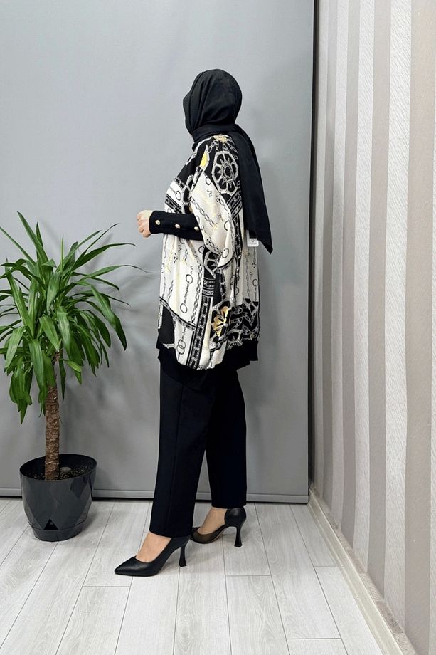 Desenli Tunik Siyah-sarı 25yörtnk4016 - 3