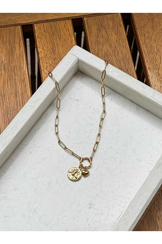 Çelik Arı Madalyon Kolye - 1