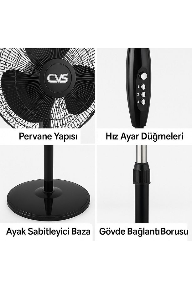 CVS Dn 91002 Siyah Zaman Ayarlı Vantilatör 3 Pervane 16 inch 40 cm çap - 2