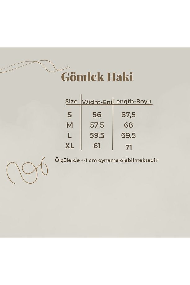 Oversize Haki Tek Cepli Müslin Gömlek - 5