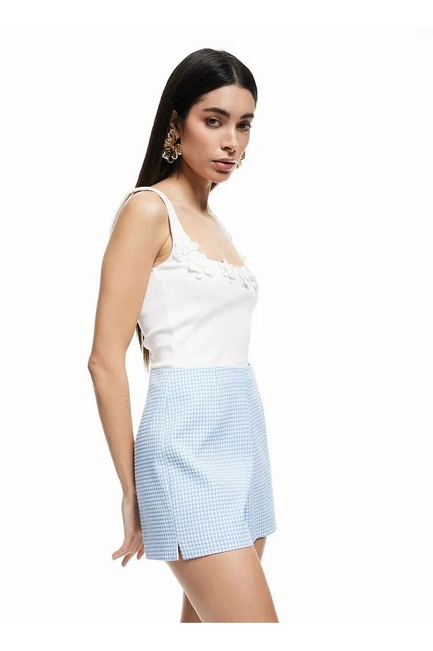 X Sibil Çetinkaya Mavi Kadın Regular Fit Şort 5SAK40457PW - 2