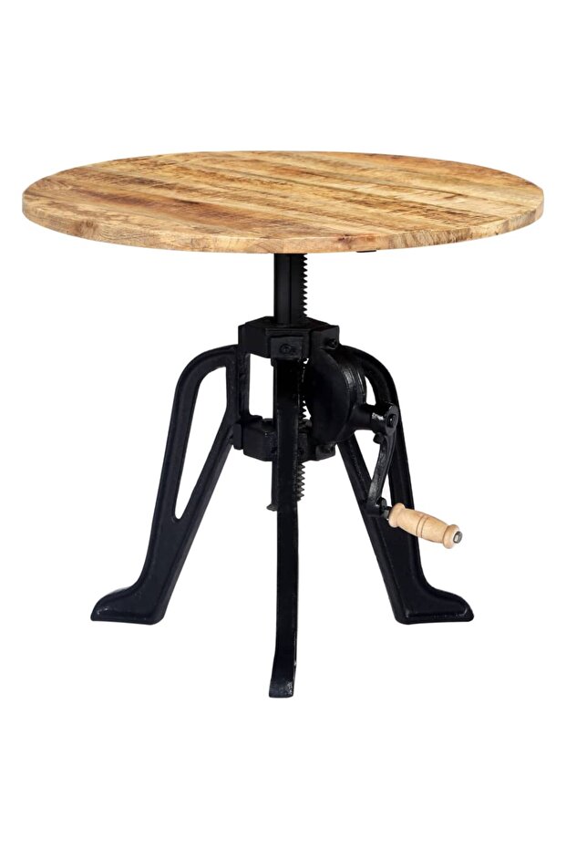 Side Table 60x(46-63) cm Solid Mango Wood and Cast Iron